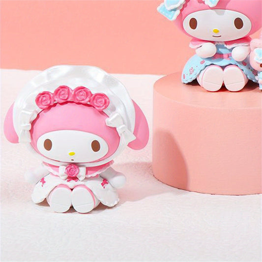 Authorized Sanrio My Melody Figurines 6pcs Cute Anime Desk Ornaments Blind Box Toy