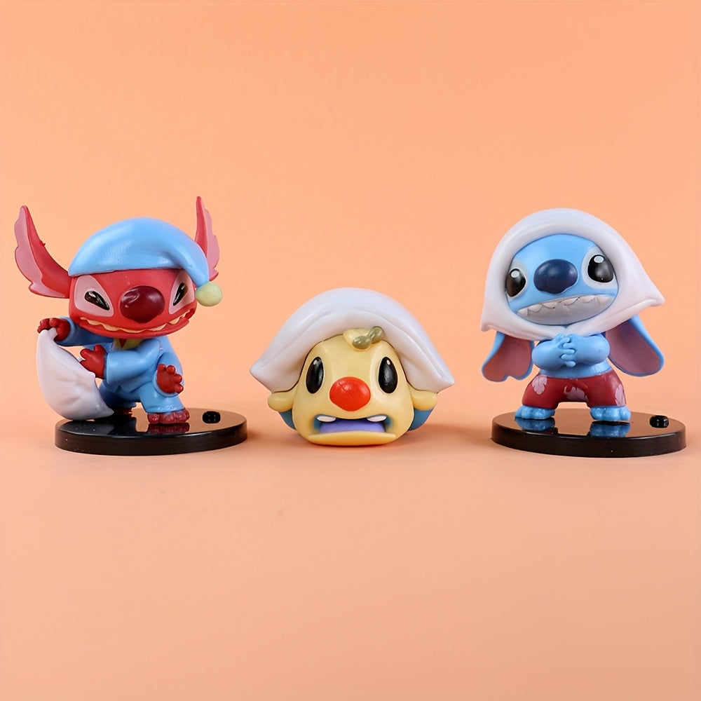 6pcs Disney Licensed Stitch Collectible Figurines, 3.15 Inch Desktop Collectible, Perfect Gift For Family And Friends