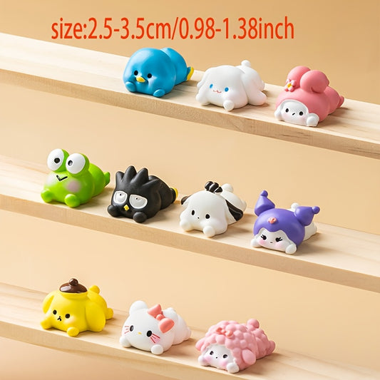 10pcs Mixed Cute Sanrio Themed Plush Figures, Hello Kitty, My Melody, Kuromi and More Random Sanrio Cartoon Characters for Exquisite Desktop Decoration Suitable for Living Room, Study Room, Bedroom etc., Beautiful Birthday Gifts & Party Favors