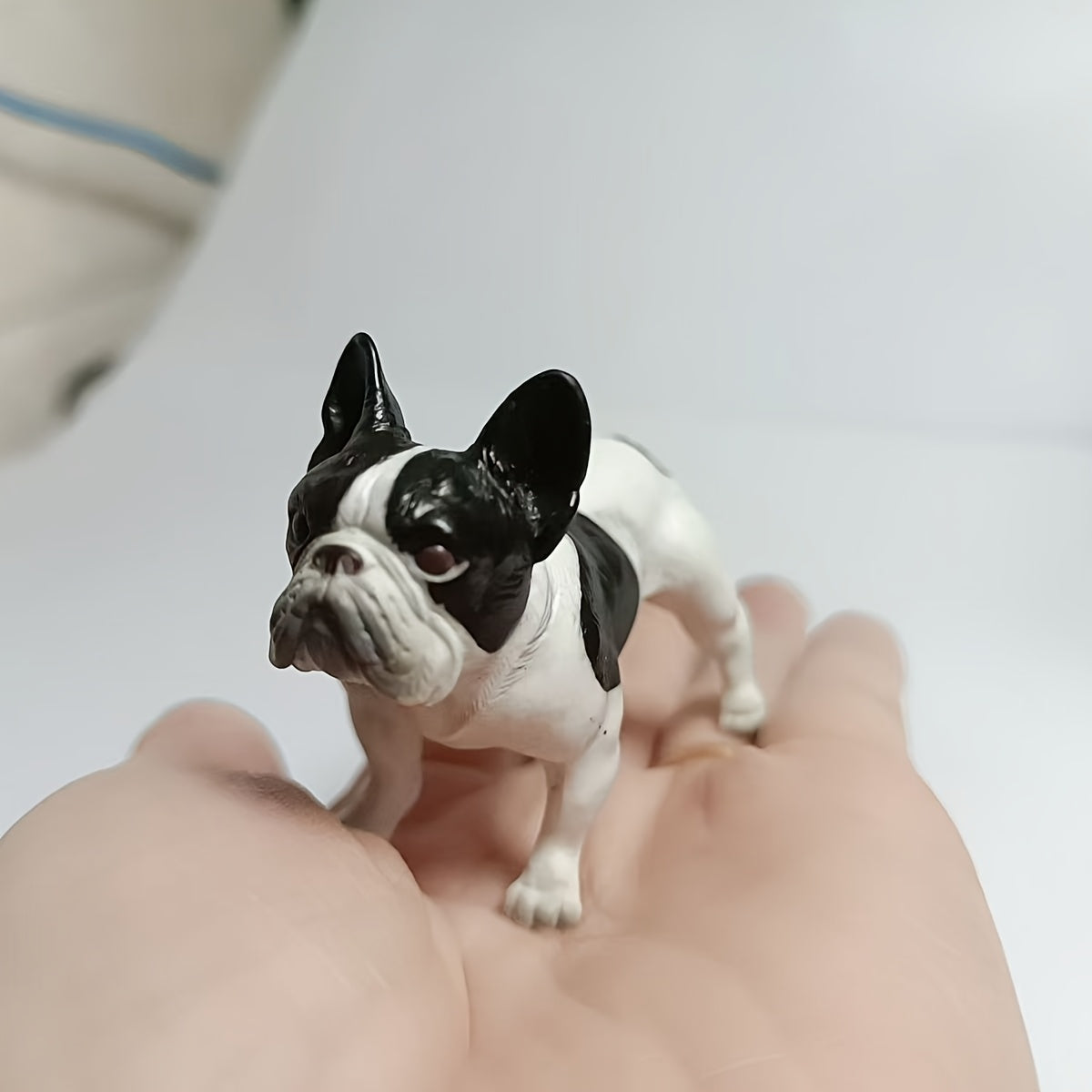 2.95inch long, trendy French Bulldog Tiger Head Dog Bull Terrier Black Puppy Super COOL latest youth trend decorative piece, fierce American Bully Pitbull short-haired dog resin statue model, a must-have for your stylish collection