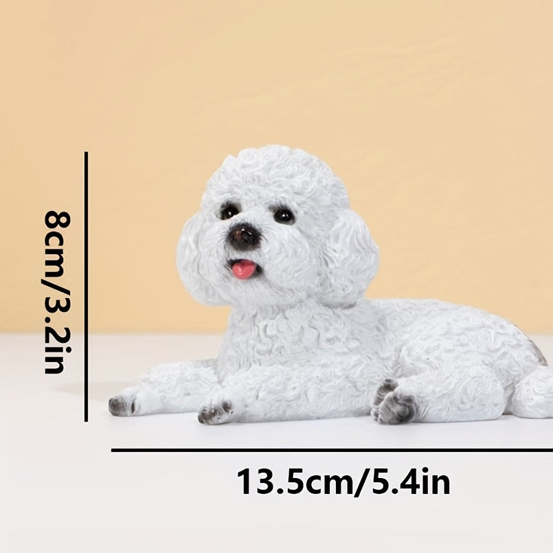 Charming White Teddy Dog Figurine | Resin Classic Decorative Ornament for Home or Office Display