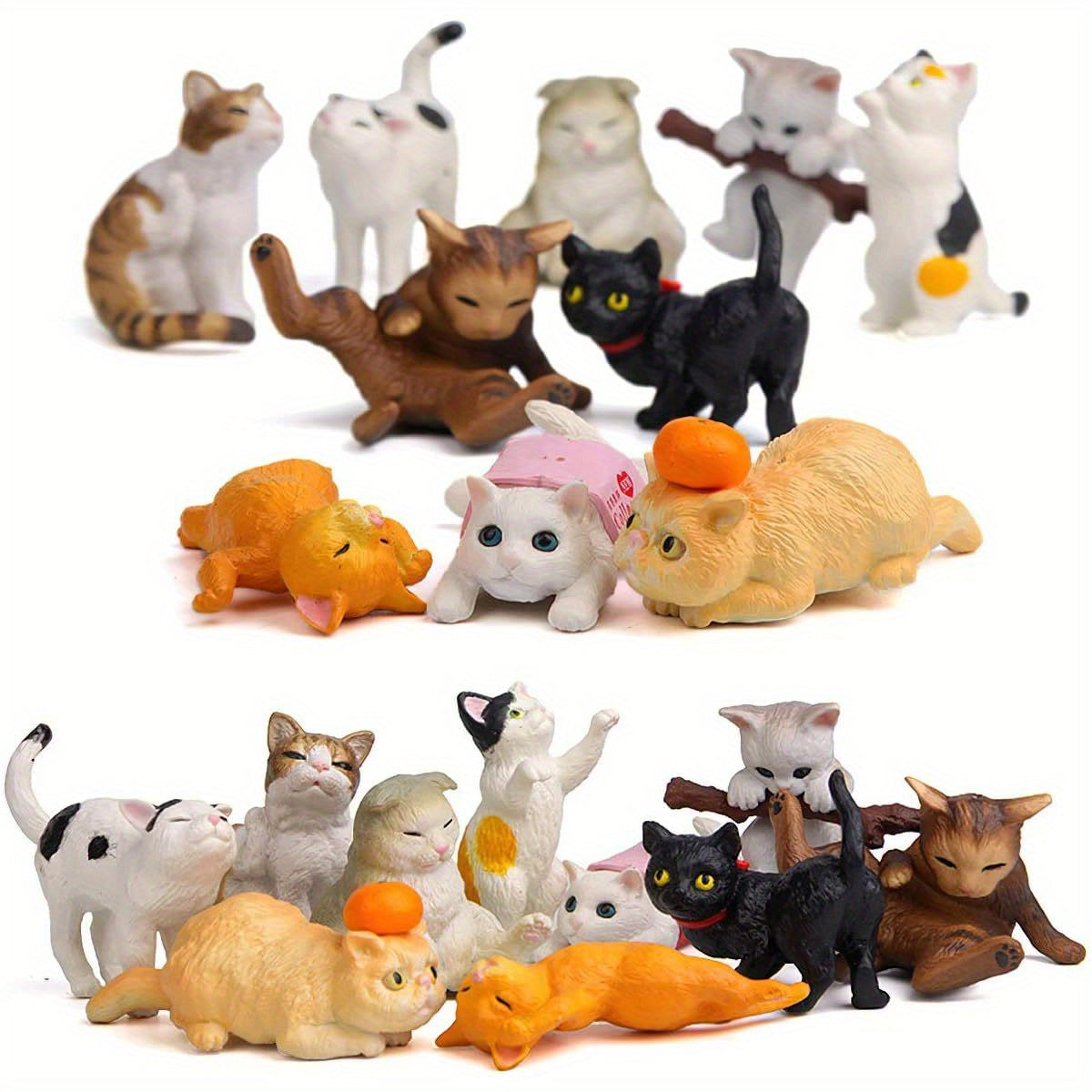 10 Realistic Kitty Figures - Mini Cat Figure Collection Playset Kitten Easter Eggs Cake Topper Christmas Birthday Gift for Cat Lovers