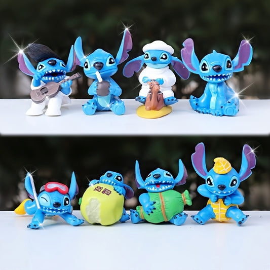 8pcs/set Disney Stitch PVC doll ornaments set, daily desktop decoration figures, suitable for home office desktop decoration and holiday gifts, Best for Christmas, Perfect for Thanksgiving