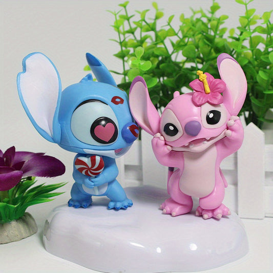 Disney Licensed, Over 34 Scenes Suitable for Display, Collectible Limited Edition Large 4pcs Set Star Stitch Couple Stitch Sweet Figurine Display, Detachable, with Base