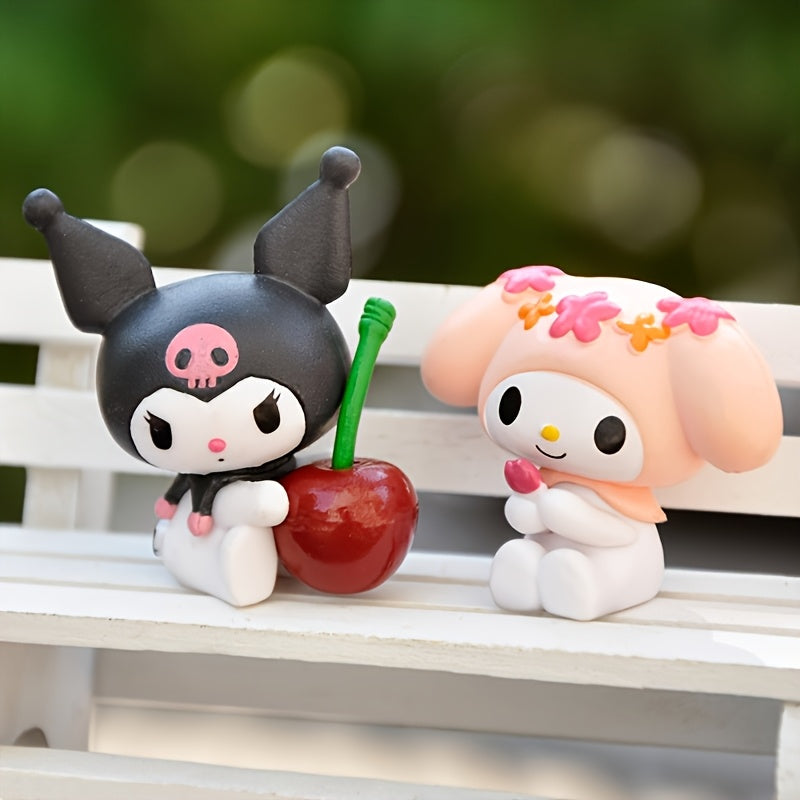 Sanrio 5pcs Hello Kitty Kuromi My Melody Hello Kitty Figurine Set for Desk Decor, Home Decoration and Gifting - Character Model Statues - Halloween Easter Christmas Gifts