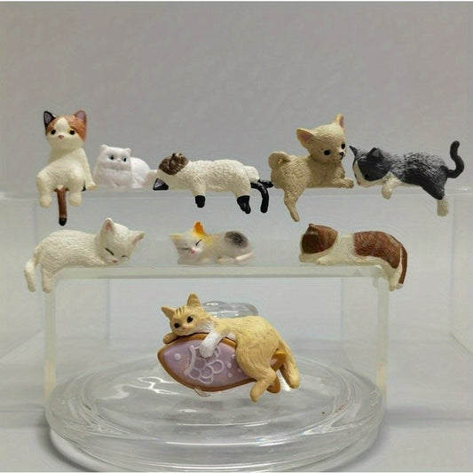 5 Sleeping and Standing Black Cats, Cute Cat Desktop Decoration, Small Ornaments Suitable for The Edge of The Table and Computer Screen, Cute Decoration