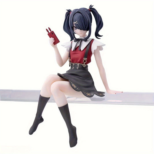Super Cute Double Ponytail Anime Girl Figurine - Collectible Waifu Character Model with Red & Black Outfit, Golden Accents & Pigtails Bows, Charming Desktop Decor for Anime Fans, Birthday Holiday Gift, Anime Figurine, Elegant Pose Design, Detailed Crafts