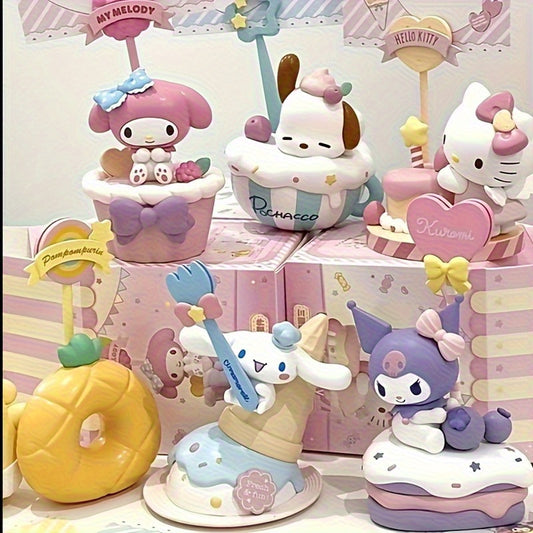 Sanrio Official 6pcs Set for hello kitty & Friends Anime PVC Models - Cute Collectible Figurines, No Power Required, Birthday Christmas Halloween Fan Gifts, Multifunctional Home Decor