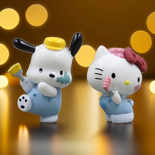 5pcs Sanrio Painter Figurines, KT Cat and for hello kitty Desktop Decorations - Cute Office or Home Collection Decor