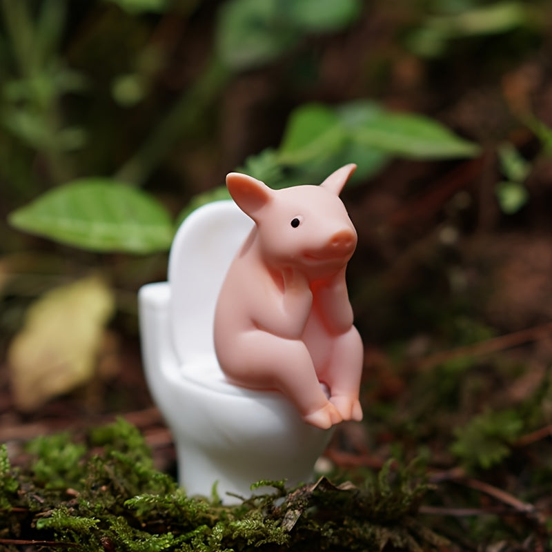Cute Pink Pig Toilet Statue - a Whimsical Decoration for Offices And Cars, an Ideal Gift for Friends