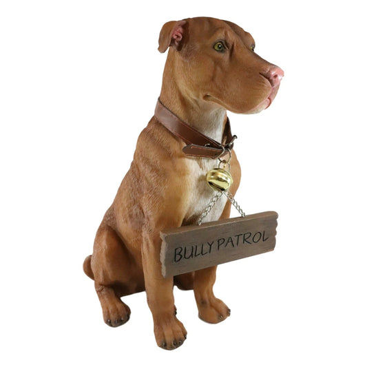 Lifelike American Pit Bull Pet Dog Statue with Jingle Collar and Sign – 13" H, Realistic Dog Figurine, Handcrafted Resin Sculpture, Detailed Pet Decor, Cute Home Accent, Dog Lover Gift, Perfect for Living Room, Office Desk, Shelf Display, Bedroom, Dog St