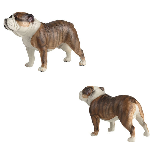 Realistic Bulldog Figurine - Detailed Brown Resin Miniature Statue with White Accents, Perfect for Home Decor, Garden Art, and Gift Giving, Statues for Home Decor