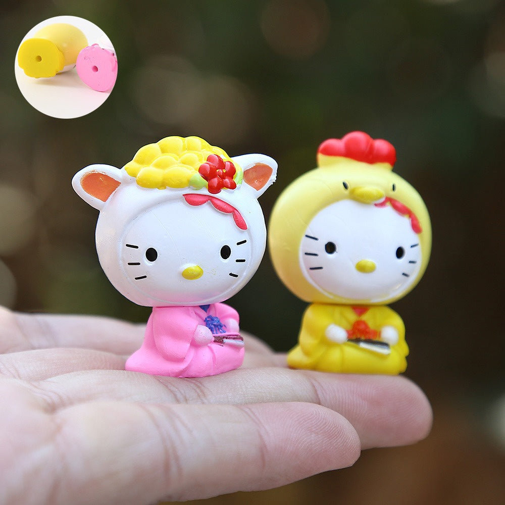 Sanrio for hello kitty Zodiac Sign PVC Figurine, Classic Anime Style Collectible Doll for Desktop and Car Decor, Valentine'S Day Gift, No Electricity Needed, Kawaii Room Decor