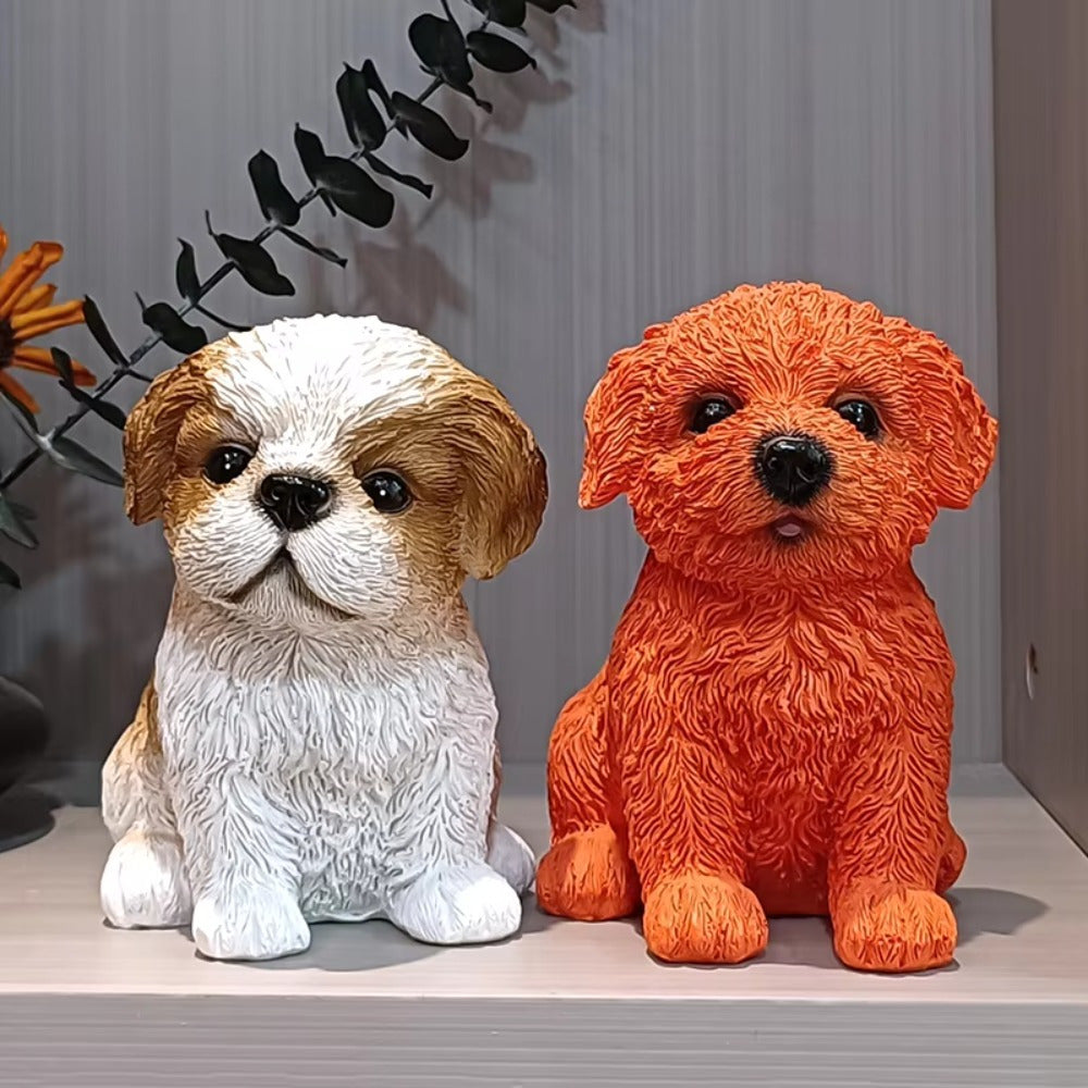 Charming Resin Puppy Sculpture - Hand-Painted Dog Figurine for Home & Office Decor, Perfect Gift for Dog Lovers, Available in Brown or Black, Interior Accessories, Creative, Simulation