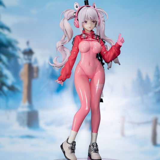 [Upgraded Glossy] 14+ Victory Goddess Upgraded Glossy PVC Anime Figure | Collectible Toy | Pink Hair, Red Rifle & Winter Snow Scene Base | Perfect for Anime Fans & Home Decor