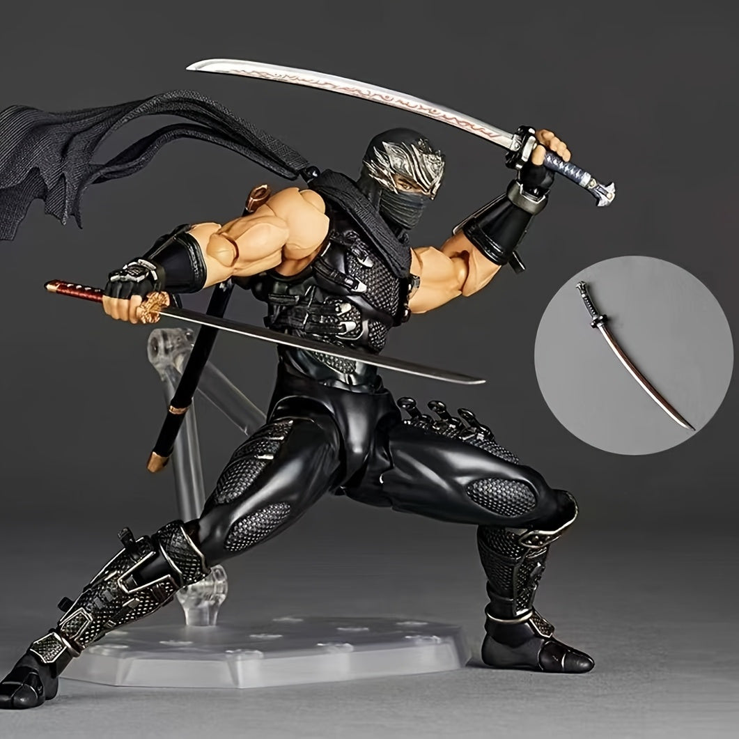 Anime Game Character Action Figure PVC Model Toy, High Detail Collectible, Japanese Ninja Style, Black Armor, Replaceable Weapon, Gift for Gamers and Collectors