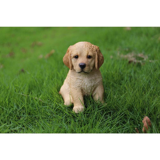 Golden Retriever Puppy Statue - Cute Sitting Dog Decor with Expressive Eyes & floppy ears, Heavy-Bottom Sturdy Base, Realistic Lawn & Home Decoration for Indoor/Outdoor - Perfect Gift for Dog Lovers (No Batteries Needed), Garden Ornament, Charming Sculpt