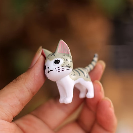 6pcs Set of Cute Cat Micro Landscape Decorations Cat Figurine Desktop Miniature Statue Ornaments Cake Festival Decorations