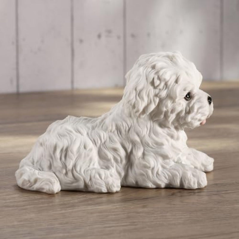 Maltese White Terrier Puppy Dog Animal Resin Figurine
