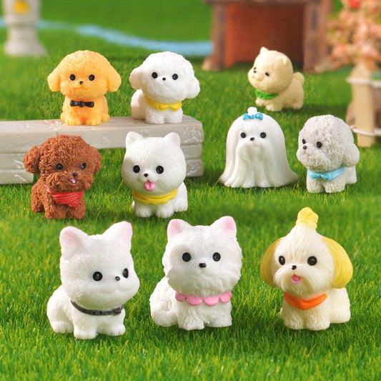 14pcs Cute Puppy Doll Ornament, Collectible Dolls, Mini Puppy Ornament, Durable Resin Material, Microscopic Small World Animals, Room Decoration, Desktop Ornament
