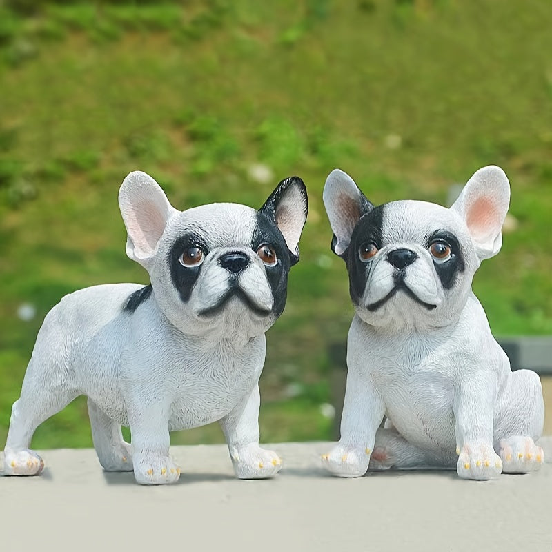 1pc French Bulldog Sculptures, Resin Garden Statues, Dog Figurines, Animal Ornaments, Outdoor Lawn Yard Home Decor