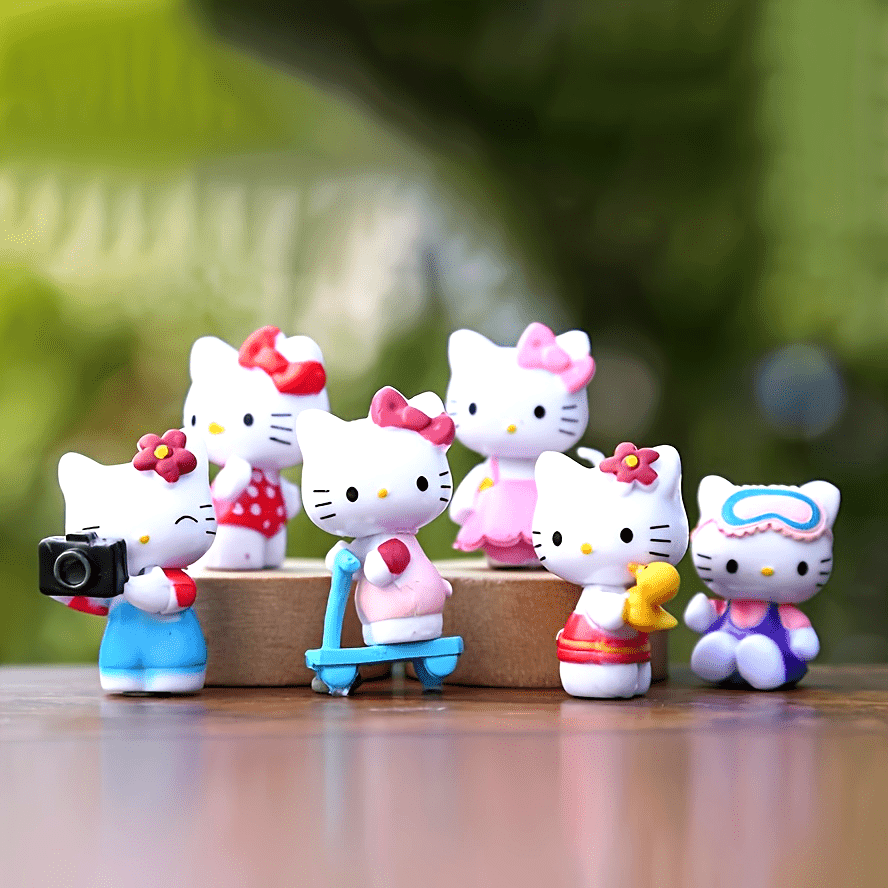6pcs Saint-Li Series Decorative PVC Material Hello Kitty Series Unique Appearance Gift Choice High Playability Suitable for Halloween Christmas Gift Collection Decoration etc