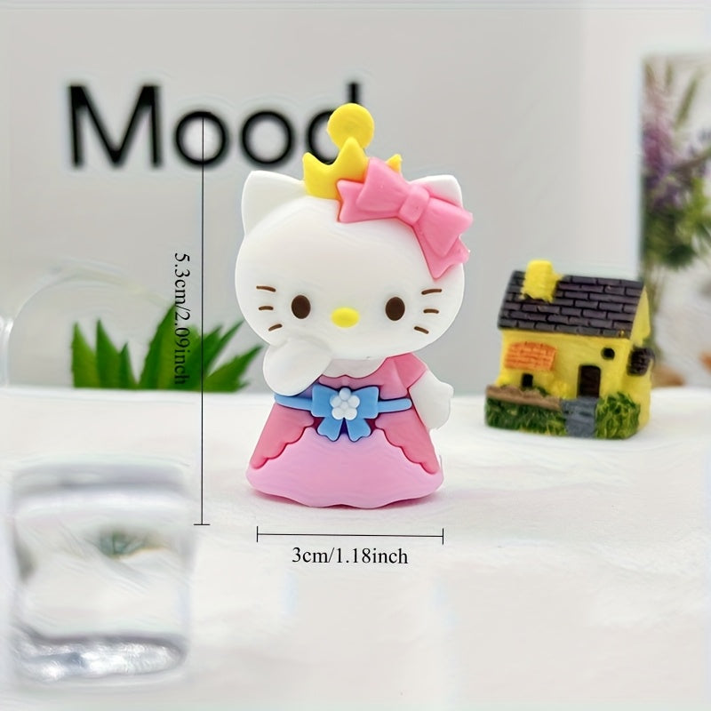 8pcs Sanrio Hello Kitty Figurines - Multi-Style Collectible PVC Statues with Keychain Hooks, Vibrant Outfits for Office Desk Decor, Birthday Party Favors & Backpack Charms, Collectible Keychains, Whimsical Design, Durable Keychain