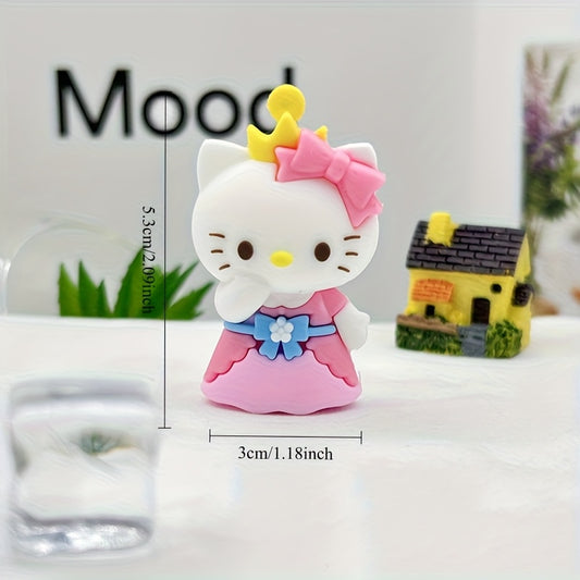 8pcs Sanrio Hello Kitty Figurines - Multi-Style Collectible PVC Statues with Keychain Hooks, Vibrant Outfits for Office Desk Decor, Birthday Party Favors & Backpack Charms, Collectible Keychains, Whimsical Design, Durable Keychain