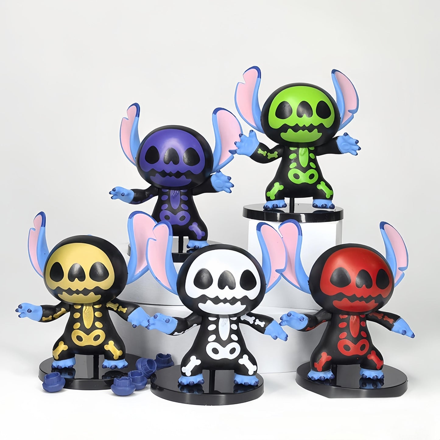 Disney Licensed, Over 40+ Scenes Suitable for Display, Limited Edition High Playability with Mask 5pcs Set Cartoon New Stitch Funny Face Changing Childhood Memories Anime Character Figurine