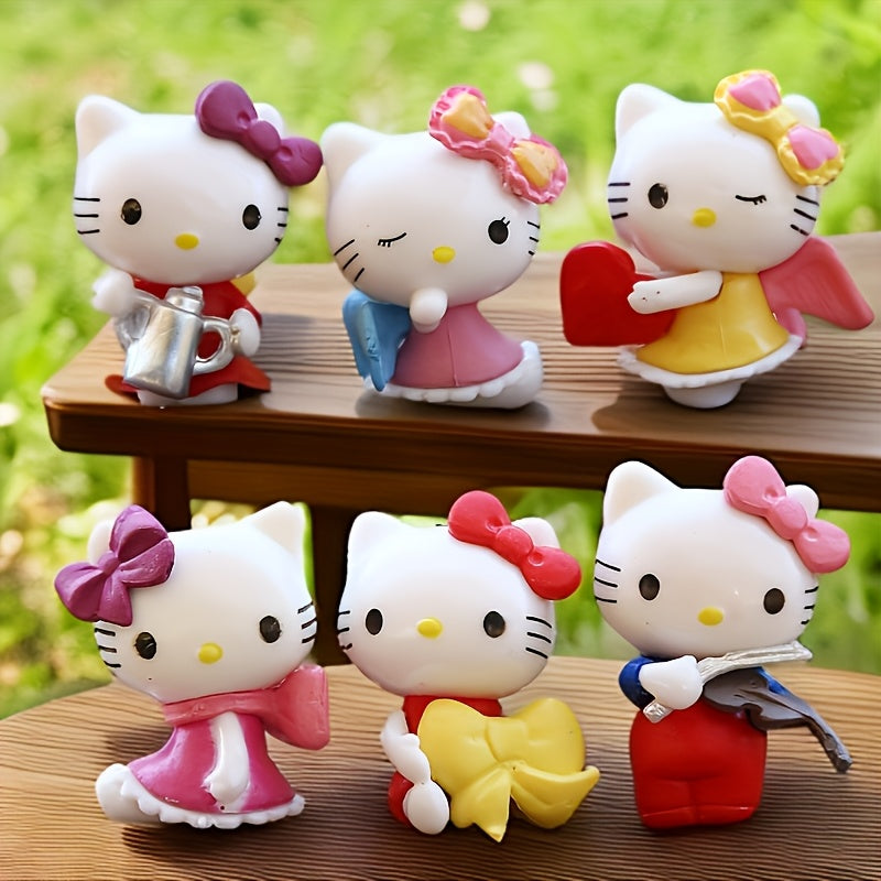 One Piece Or Six Pieces for Hello Kitty Themed Ornaments Made from PVC Material, Featuring a Distinctive Design. an Excellent Gift Option with High Playability, Perfect for Holiday Presents, Collections, And Decorations.