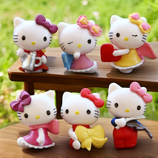 One Piece Or Six Pieces for Hello Kitty Themed Ornaments Made from PVC Material, Featuring a Distinctive Design. an Excellent Gift Option with High Playability, Perfect for Holiday Presents, Collections, And Decorations.