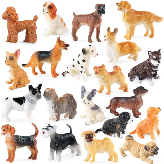 [Realistic Dog Figurines] 20pcs Realistic Mini Dog Figurines Playset | Hand Painted Detailed Plastic Puppy Figures, Emulational Tiny Dogs Animals Toy Set, Christmas Birthday Gift
