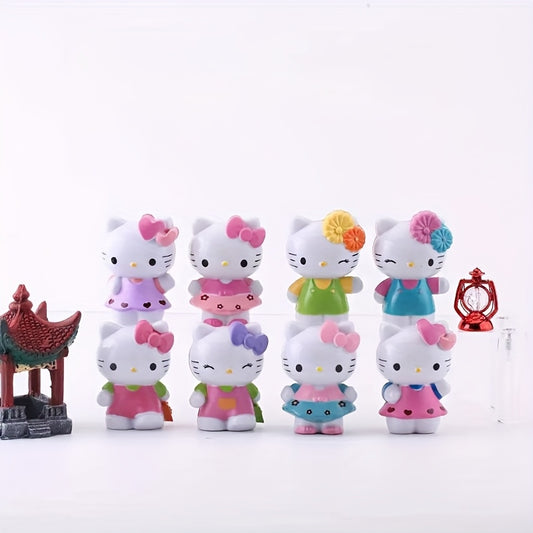 8pcs for hello kitty Mini Desktop Figurine Set - Creative PVC Home, Office And Car Decoration | Perfect Gift for Birthdays, Christmas, Valentine's Day, Graduation Ceremonies, Etc.