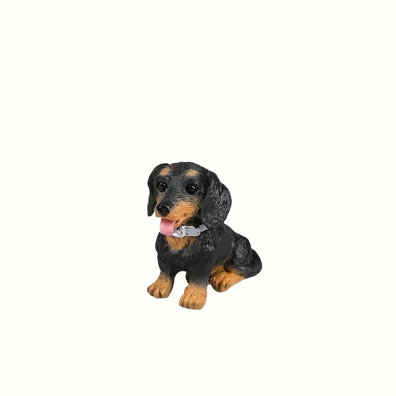 Mini Dachshund Dog Figurine, Resin Car Decor, Versatile Indoor & Outdoor Decorative Accessory, No Electricity Needed, Home & Office Ornament
