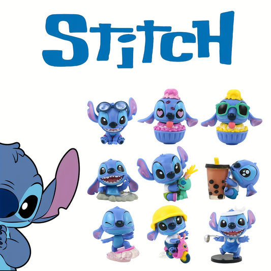 9pcs Disney Stitch PVC Figures - Vibrant Blue Lilo & Stitch Character Models, Perfect for Christmas Baubles, Birthday Gifts, and Collectible Toys, Collectible Figurines | Playful Design | Durable Figures, Stitch Room Decor