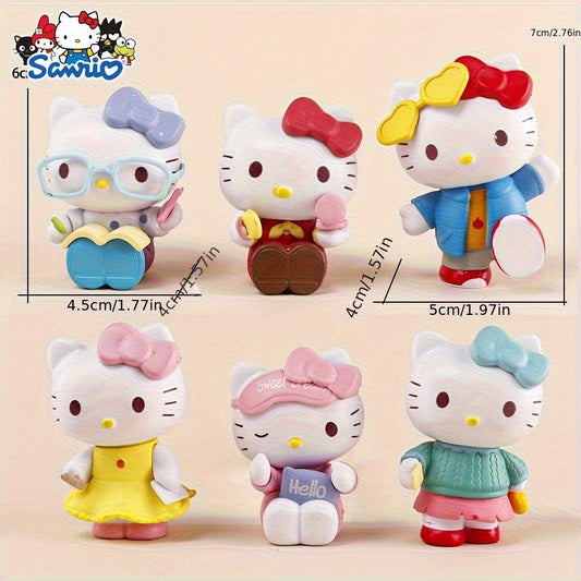 6pcs Sanrio Licenses, Used for Hello Kitty Collectible Figures, 2inch Desktop Collectibles, Perfect Gifts for Family and Friends