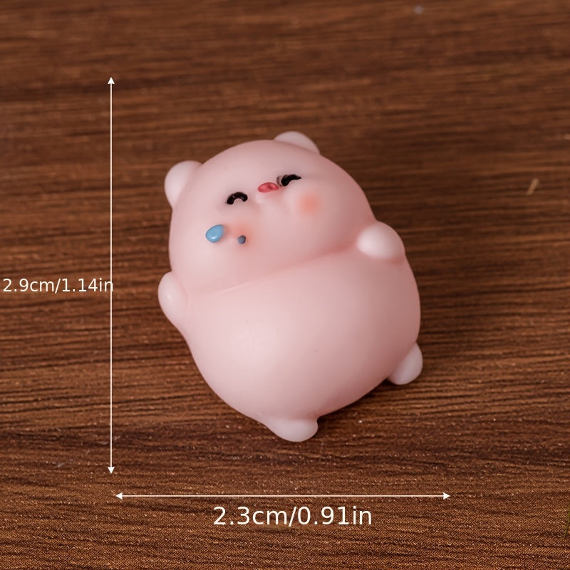 9pcs Cute Mini Piggy Figurines - Resin Cartoon Animal Decor for Indoor, Car, Window, Desk, Vanity Display - No Electricity or Battery Needed, Perfect for Home and Office