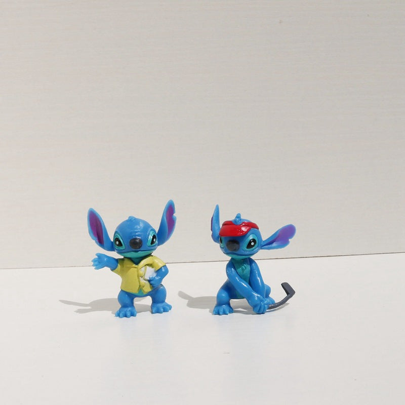 Disney Licensed, Suitable for Over 30+ Scenes, Limited Edition Collectible 6pcs Set Mixed Stitch Cars Figurines Stitch Bouquet Capsule Toy Figures