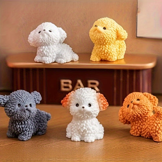 2pcs/3pcs/4pcs/5pcs Modern Resin Dog Statue - Handmade mini puppy ornaments, unique poses, multi-color home and office decoration, no electricity required, perfect gift for pet lovers, fun decoration | Textured animal design | Durable ornaments.