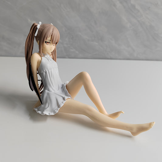 Anime Girl Figurine with Long Pink Hair & White Dress - Collectible ABS Resin Model for Car, Desk, and Office Decor, Car Decoration | Cute Anime Figure | Highquality Figurine