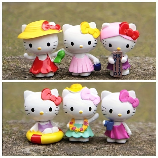 6pcs Sanrio Bagged New Kitty Hellokitty Cute Jewelry Desktop Decorative Ornament