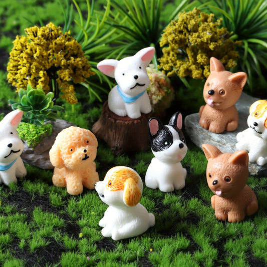 5pcs Adorable Miniature Puppy Resin Figurines - 3D Cream Glue DIY Desktop Ornaments, Keychain Charms for Home Decor, Collectible Miniature Figurines|Playful Design|Realistic Texture