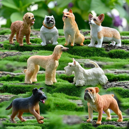 1pc Realistic Dog Statue Decor - Corgi, British Bulldog, Shepherd, Teddy, Japanese Shiba Inu, Bulldog & Schnauzer Plastic Figurines for Indoor/Outdoor Garden, Home, Office, Fish Tank, DIY Accessories - Creative Gift for Pet Lovers, Dog Figurine, Garden O