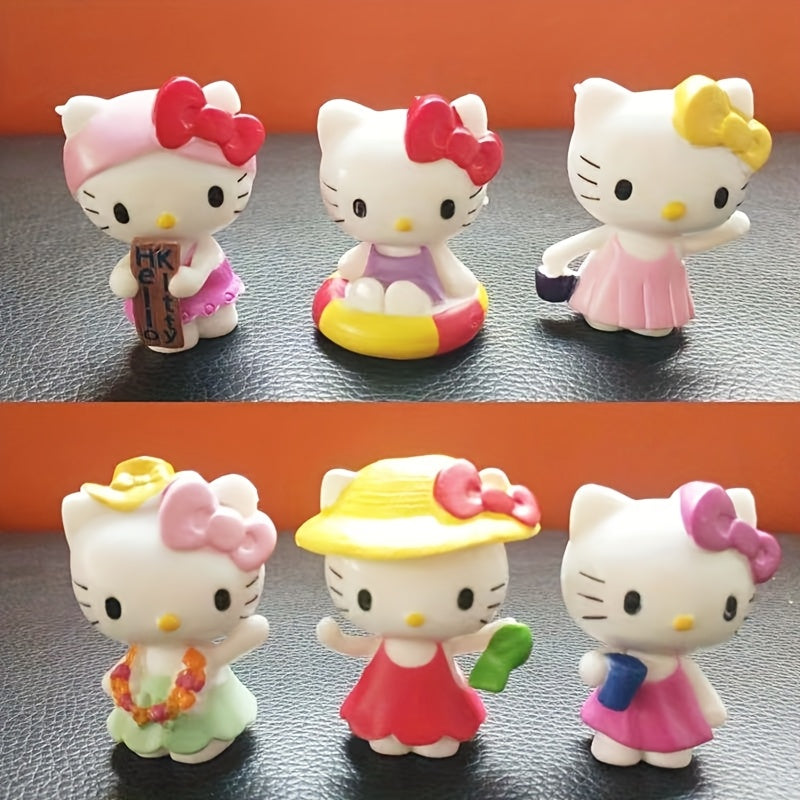 6pcs Sanrio Bagged New Kitty Hellokitty Cute Jewelry Desktop Decorative Ornament