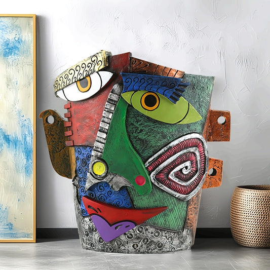 1 Whimsical Abstract Face Colorful Planter - Unique Indoor & Outdoor Garden Decor, Artistic Resin Flower Pot with Drainage Hole, Classic Irregular Shape, Perfect for Valentine's & Easter Celebrations, Drainageequipped Planter|Whimsical Design|Resin Const