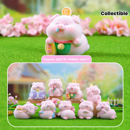 1pc Random Style Cute Pink Pig Series Mystery Gift Box, Cartoon Resin Figurine, Classic Home Decor, Surprise Collectible for Various Room Types, No Electricity Needed, Ideal for Christmas, Thanksgiving, Birthda