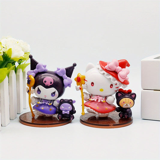 Sanrio for hello kitty & for Kuromi Miniature Figurines - Cute Cartoon Character Desktop Decor with Vibrant Colors, Durable Plastic Ornaments for Home & Office, for Hello Kitty Decor, Playful Design, Collectible Figurines