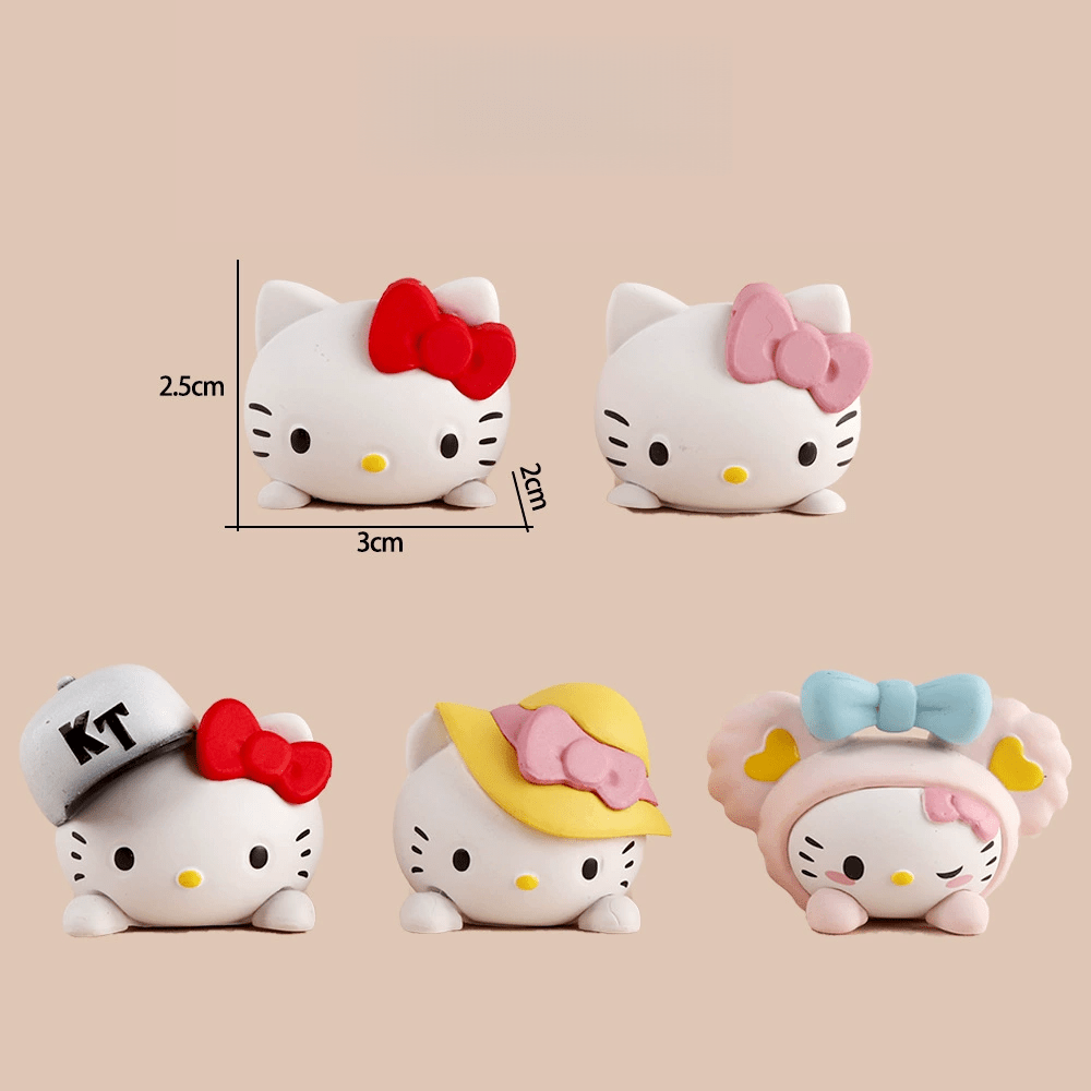 Cute KT Head Car Dashboard Small Ornament Q Version Kitty Cake Decoration Creative Car Interior Accessory