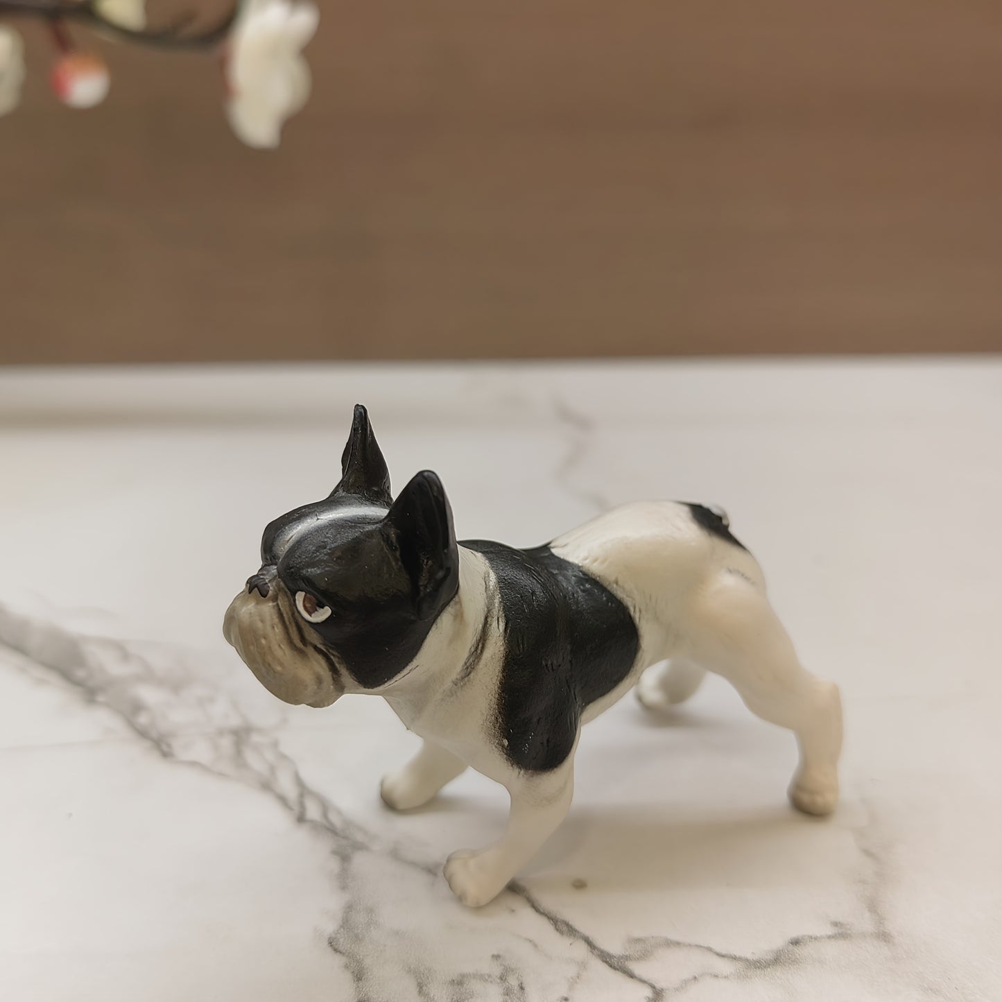 2.95inch long, trendy French Bulldog Tiger Head Dog Bull Terrier Black Puppy Super COOL latest youth trend decorative piece, fierce American Bully Pitbull short-haired dog resin statue model, a must-have for your stylish collection