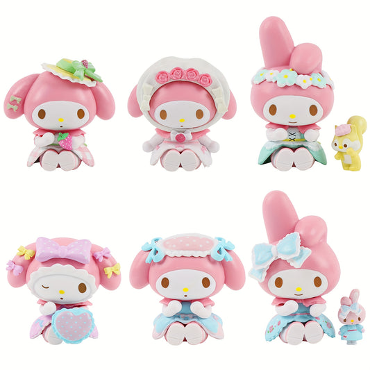 6pcs Sanrio Hello Kitty Decorative Ornament, Cute Cartoon Ornament, Cartoon Cute Sanrio Anime Figure, Room Decoration Desktop Ornament Decoration, Cute Christmas Halloween Gifts